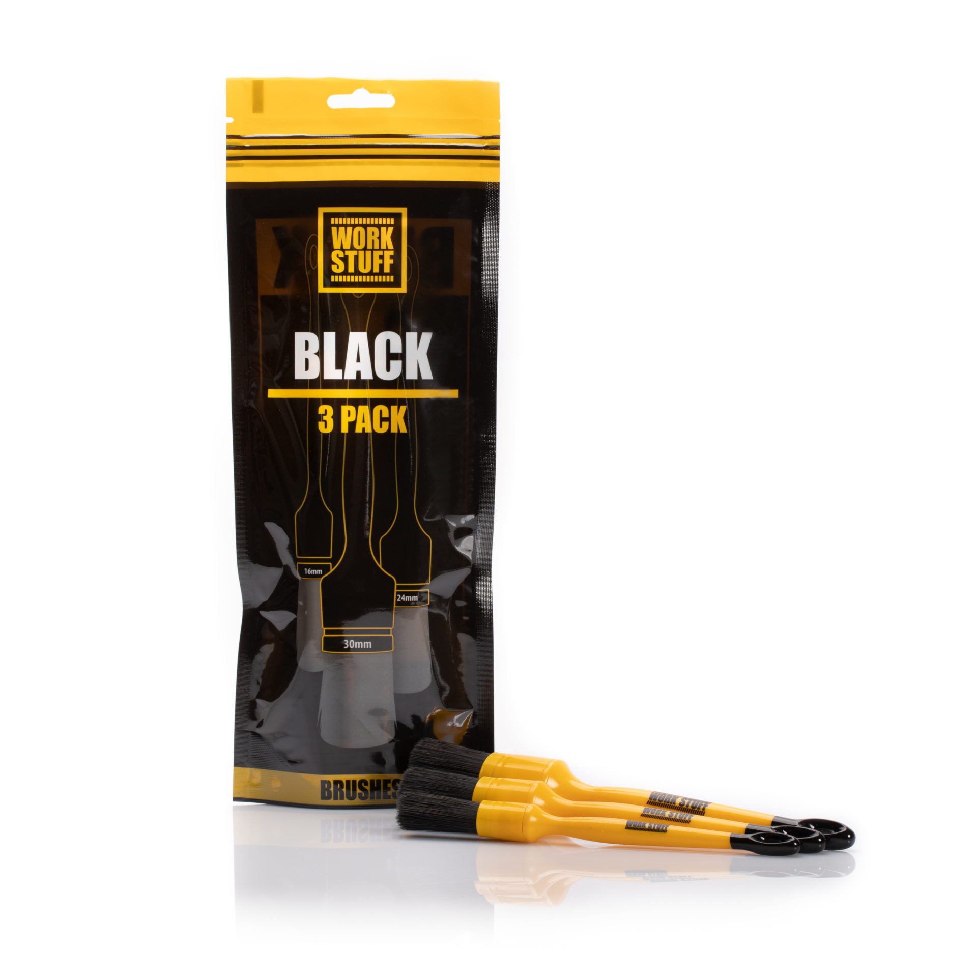 Easily clean hard-to-reach areas with the Work Stuff Detailing Brush BLACK 3-pack set. These brushes feature high cleaning power and are perfect for cleaning rims, sills, and engine bay.
