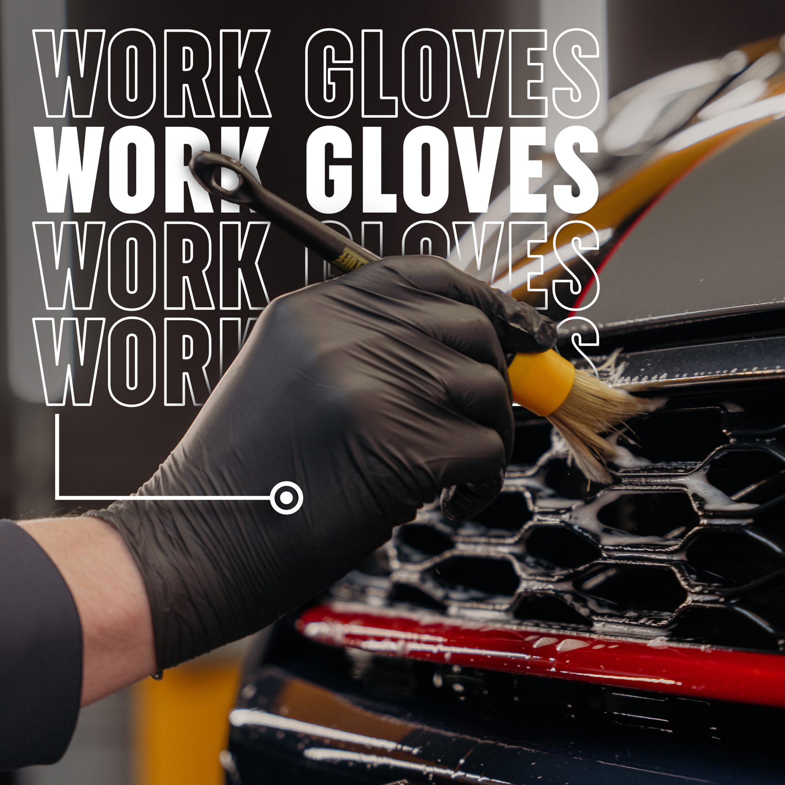 WORK STUFF black nitrile car detailing glove in use