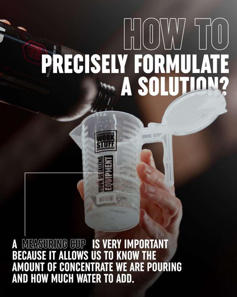 Using WORK STUFF Measuring Cup for accurate chemical measurement